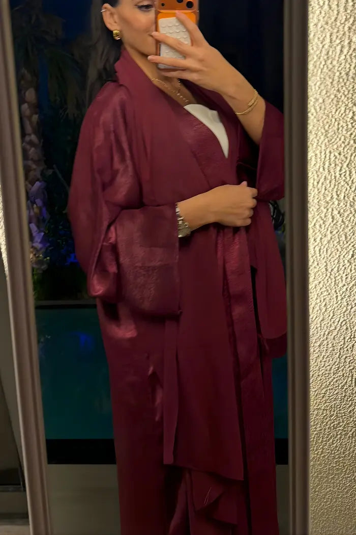 Crushed Satin Velvet Abaya