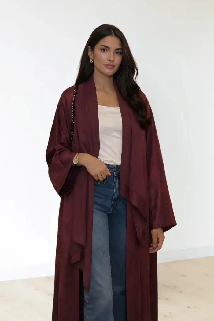 Crushed Satin Velvet Abaya