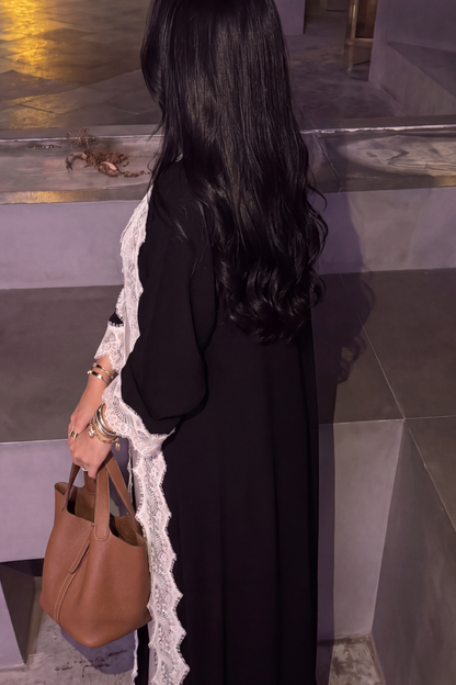 Colette Abaya – Open-Front Crepe with Eyelash Lace
