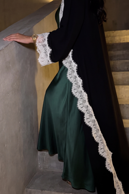 Colette Abaya – Open-Front Crepe with Eyelash Lace