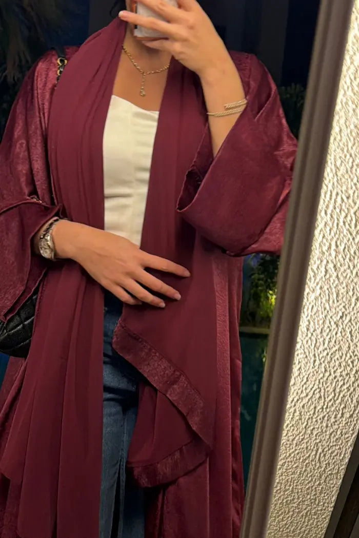 Crushed Satin Velvet Abaya