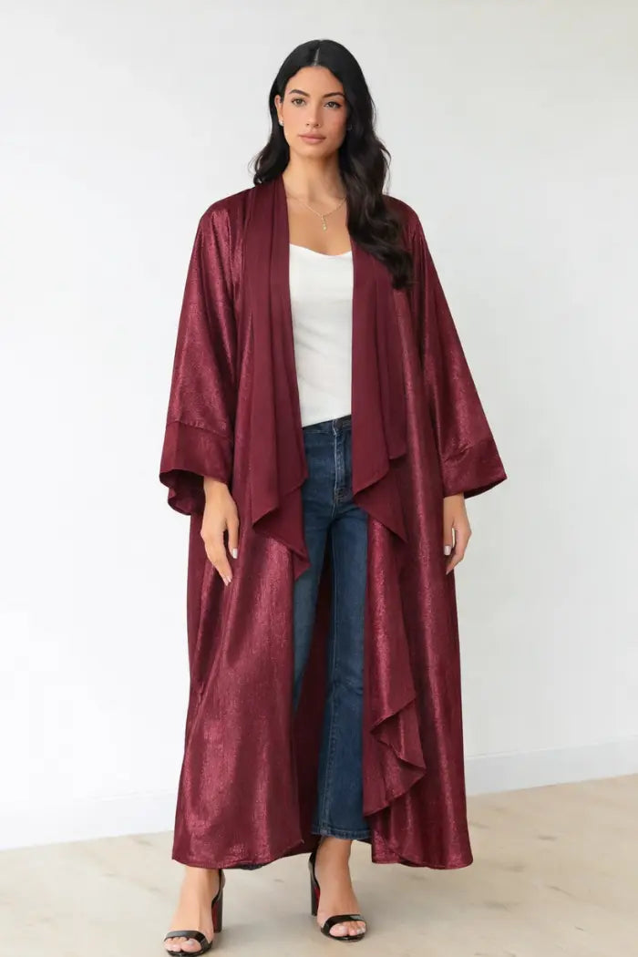Crushed Satin Velvet Abaya