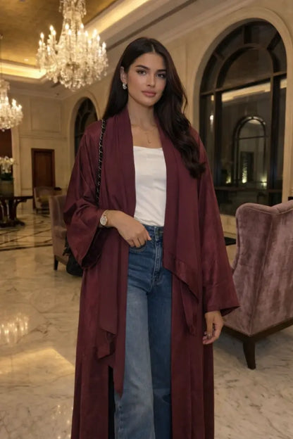 Crushed Satin Velvet Abaya