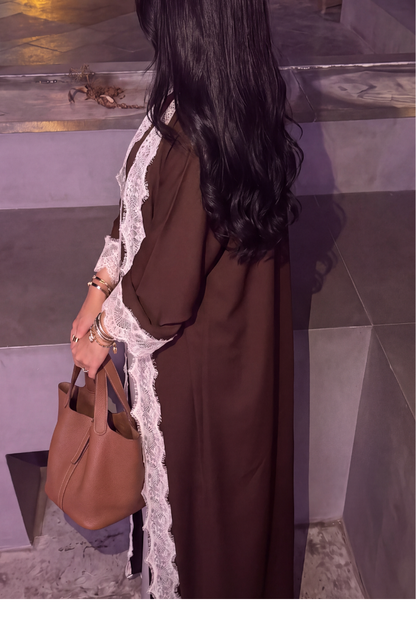 Colette Abaya – Open-Front Crepe with Eyelash Lace