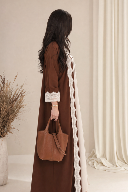 Colette Abaya – Open-Front Crepe with Eyelash Lace