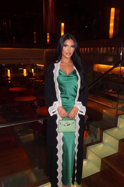 Colette Abaya – Open-Front Crepe with Eyelash Lace