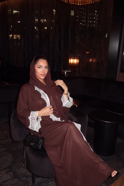 Colette Abaya – Open-Front Crepe with Eyelash Lace