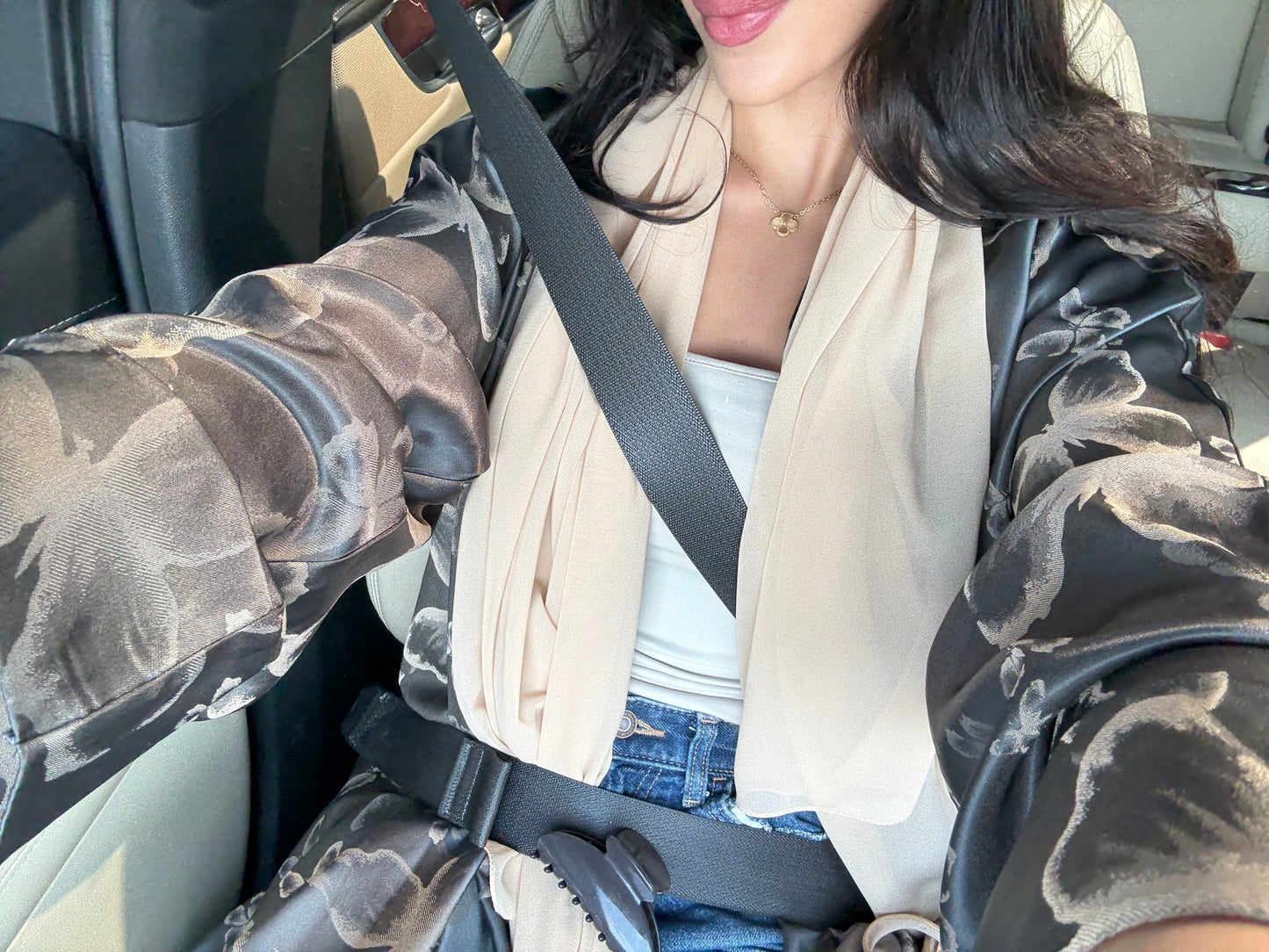 Butterfly silk Abaya