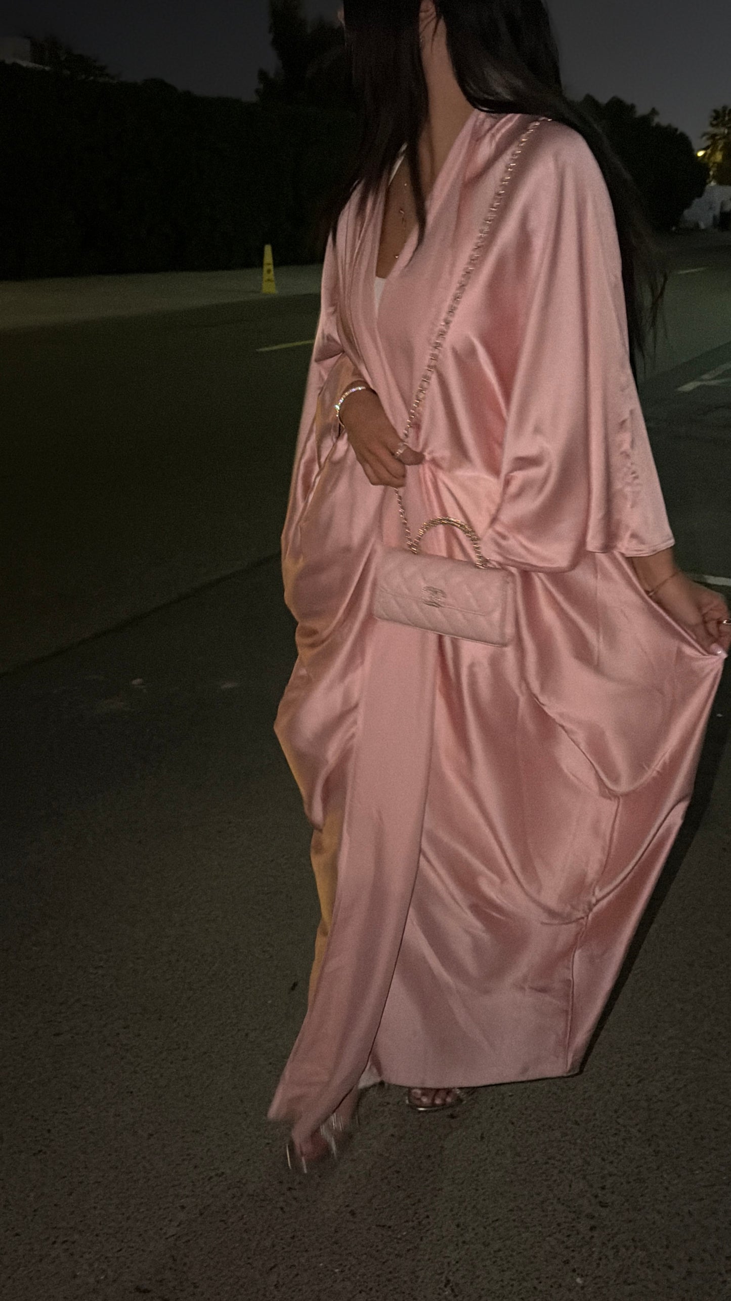 Pink Silk Abaya