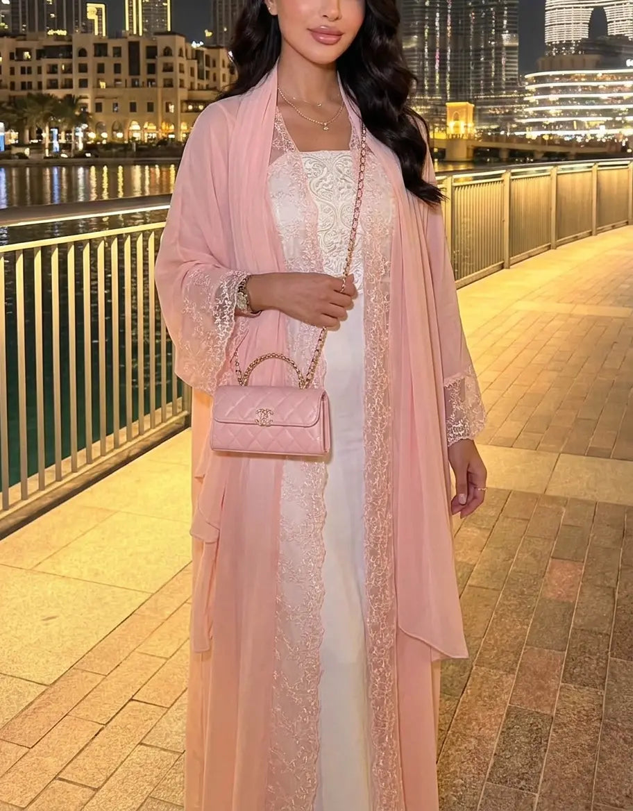 Pink Lace Abaya