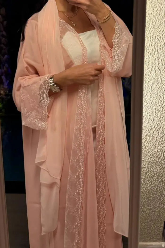 Pink Lace Abaya
