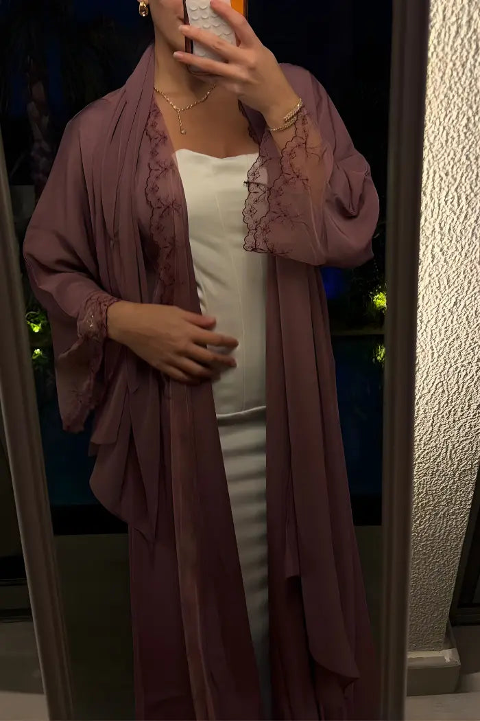 Pink Lace Abaya