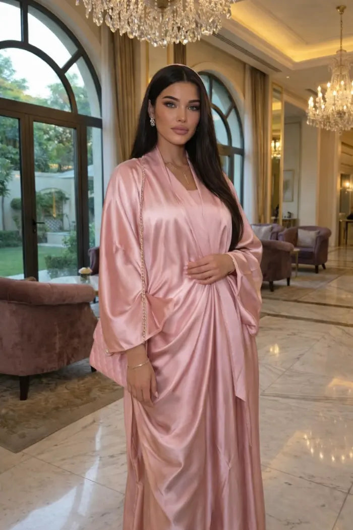 Pink Silk Abaya